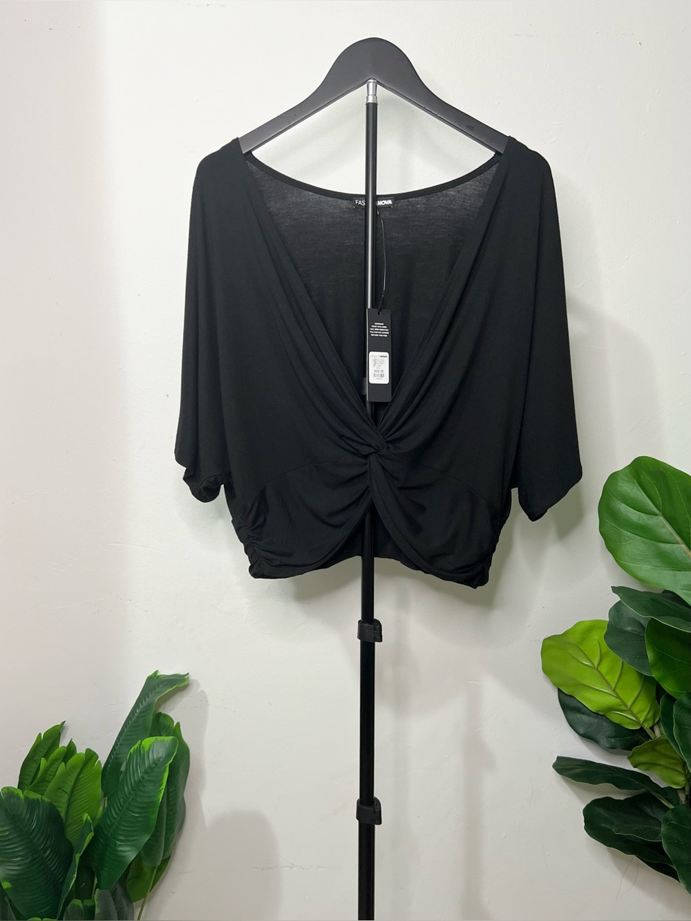 Black Twist-Front Women's Top by